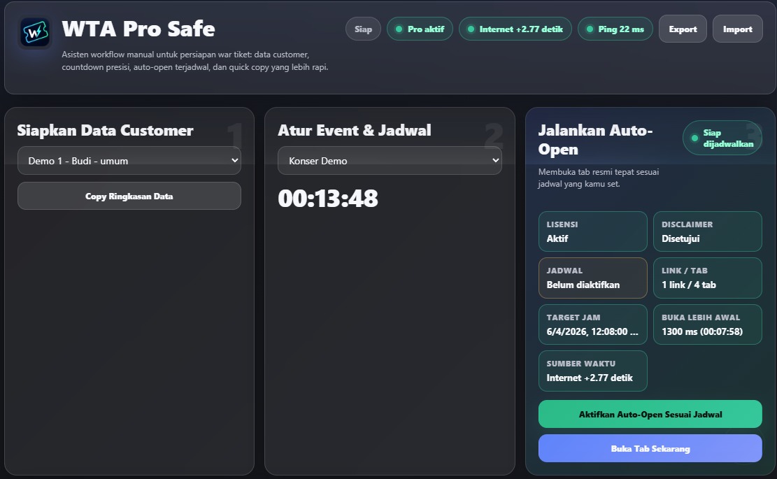 Dashboard Utama & Countdown